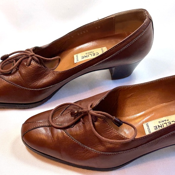 Vintage 1980s(?) CELINE Brown Leather Lace-Up Pump Size 36 US 5-1/2 - Picture 11 of 16